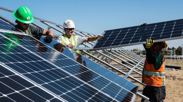 Green Marketing Crew Installing Solar Panels