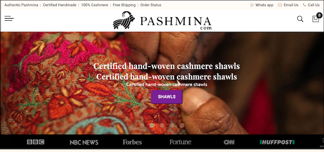 Pashmina Website Home Page