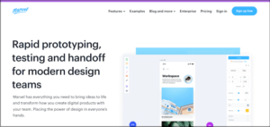 Marvel prototyping tool home page
