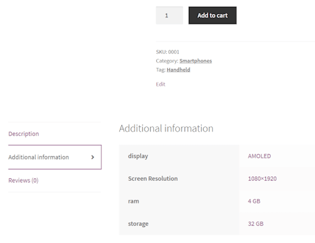 WooCommerce Additional Information tavs