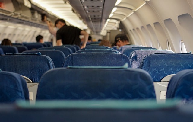 Airplan cabin showing empty seats