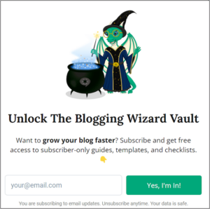 Blogging wizard call to action