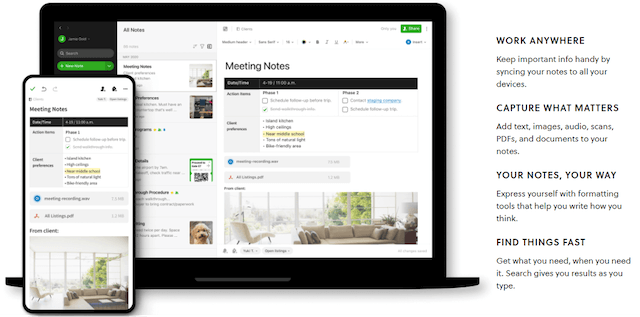 Evernote screenshot