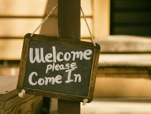 Hand-lettered welcome sign