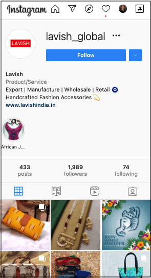 Lavish Instagram account