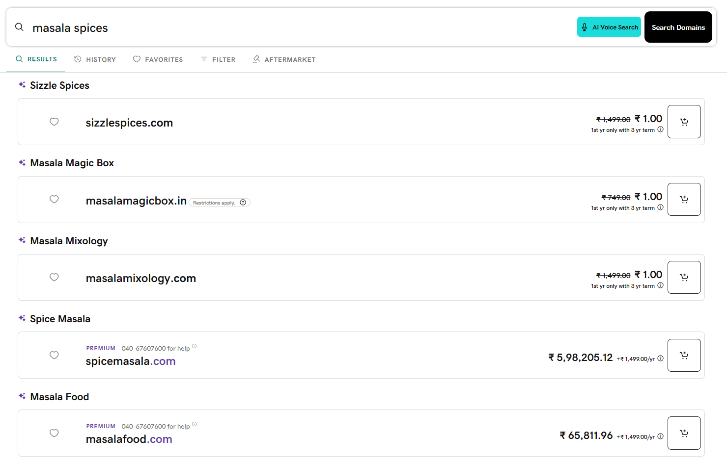 Searching for domains using GoDaddy Airo