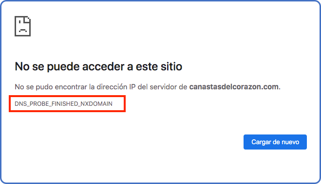 Error DNS_PROBE_FINISHED_NXDOMAIN
