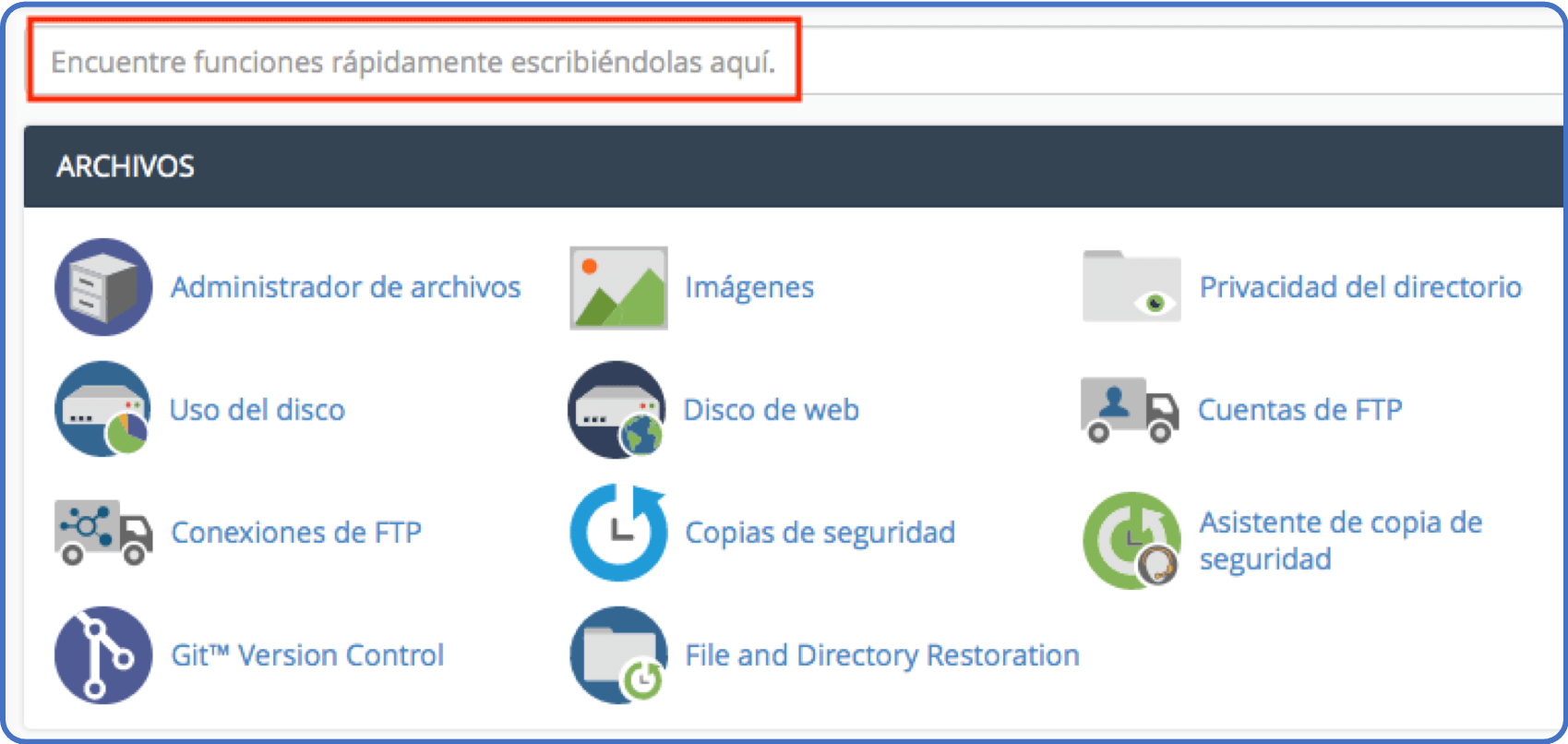 Tips cPanel: barra de búsqueda