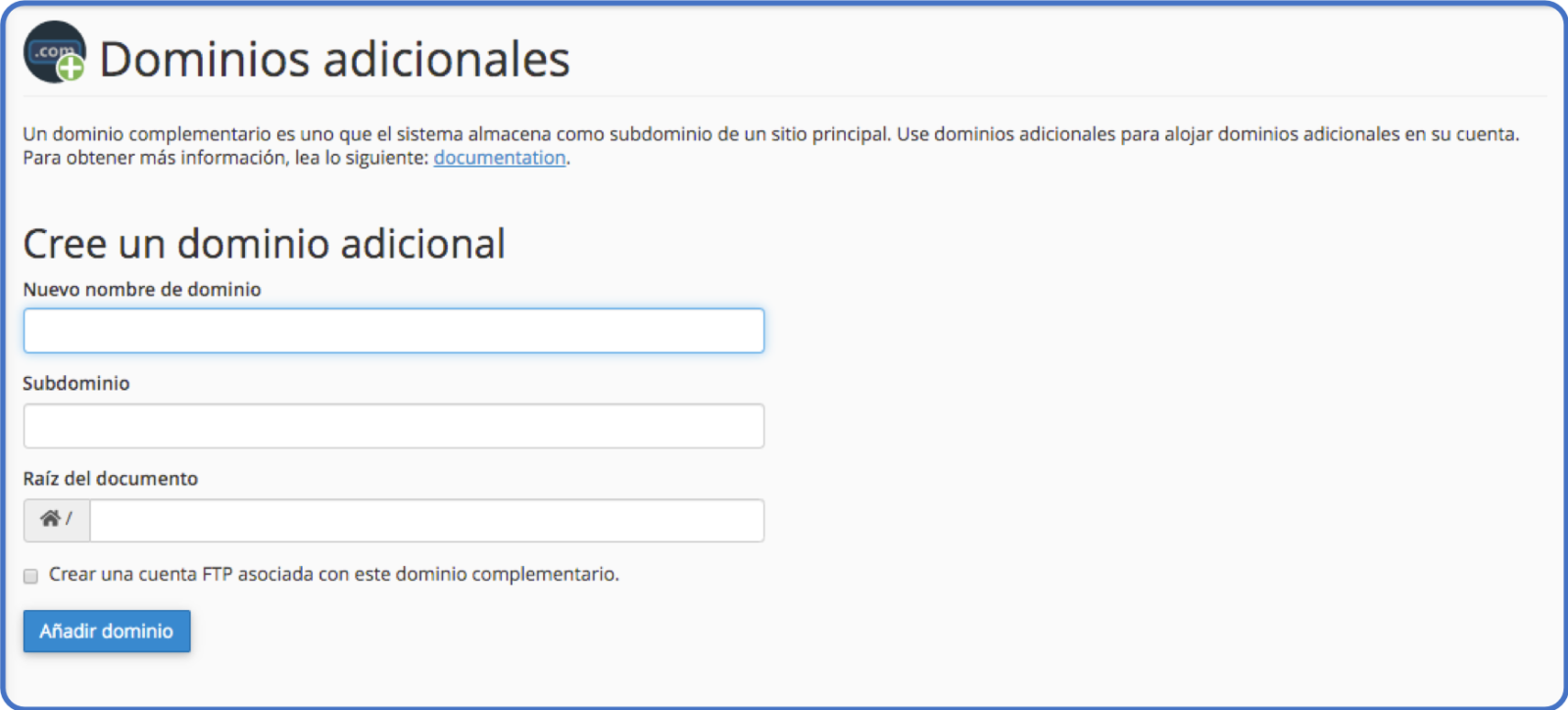 Tips cPanel: dominios adicionales