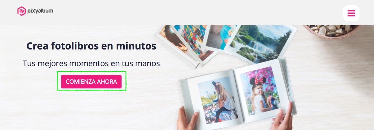 Pixyalbum: ejemplo de CTA en diseño web para pymes