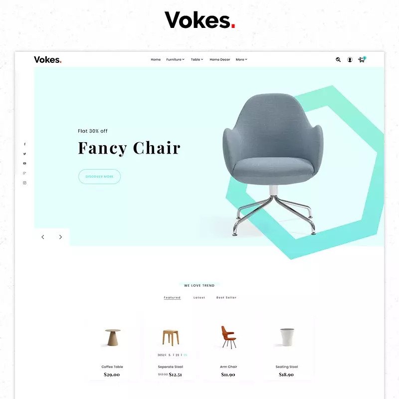 [Image ALT: Vokes Furniture, plantilla gratis para ecommerce PrestaShop]