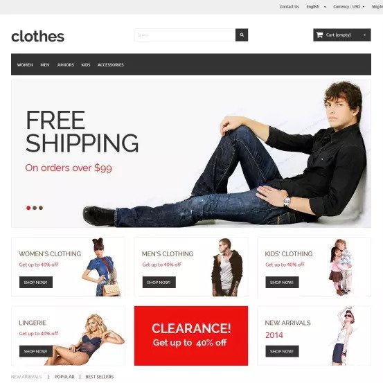 Clothes, plantilla gratis para ecommerce PrestaShop