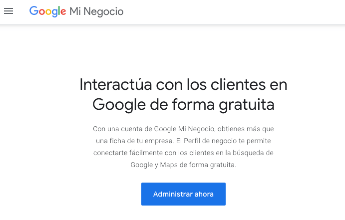 Inicia sesión en Google My Business para comenzar a tener presencia local en internet.