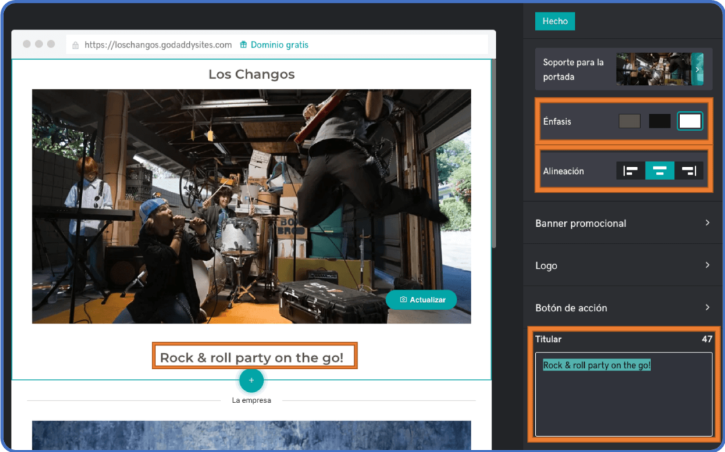 Image ALT: Personaliza el encabezado de tu página web de GoDaddy