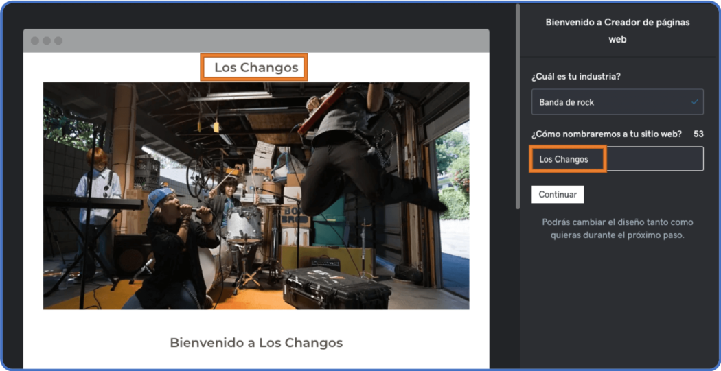 Personaliza el nombre de tu página creada con GoDaddy