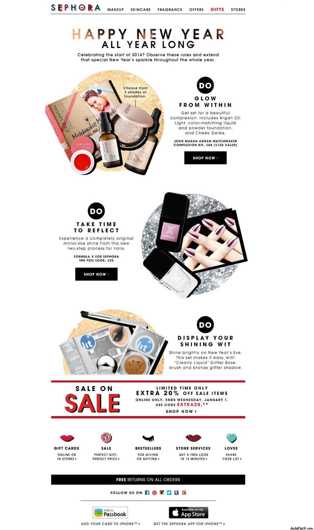 campaña email marketing sephora año nuevo