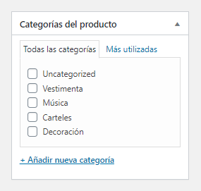 Selecciona una categoría para tu producto de tienda online