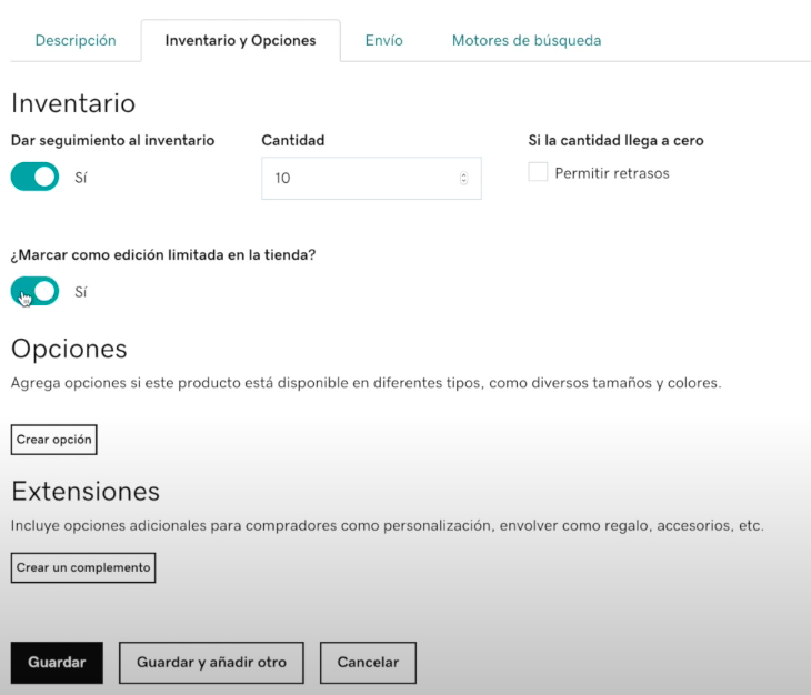 Opciones adicionales de compra en tienda online GoDaddy.