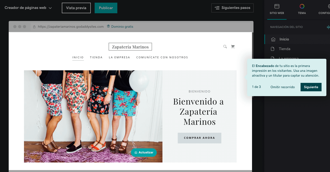 Emprende tu idea: haz tu tienda en línea con el editor de tiendas de GoDaddy.