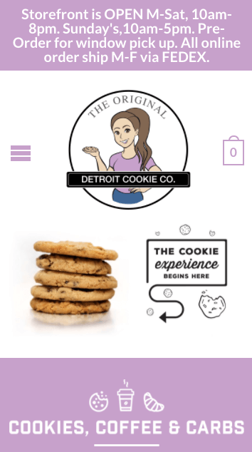 Ejemplo de página web de emprendedores: Detroit Cookie Co.