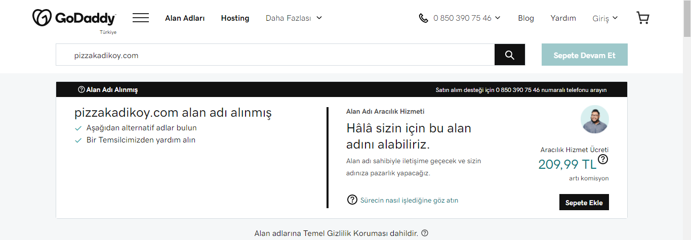 alan adı sorgulama GoDaddy aracılık hizmeti