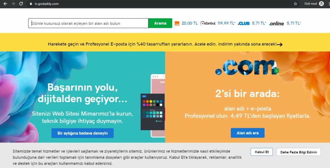 çerez nedir godaddy çerez bildirimi