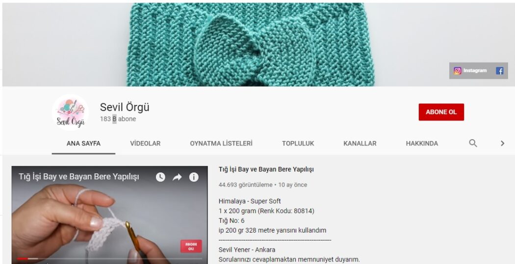 örgü siteleri sevil örgü youtube kanalı