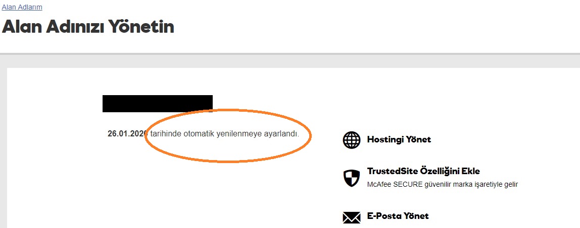 alan adı otomatik yenileme godaddy hesabı alan adlarını yönet