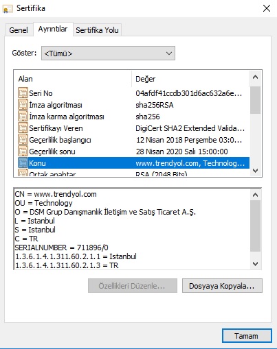 ssl nedir ov sertifika şirket bilgileri