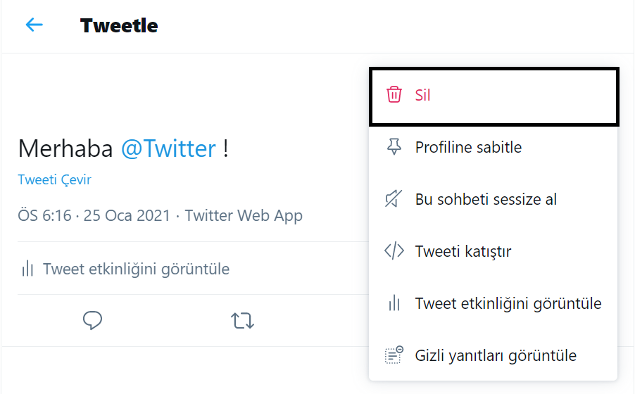 tweet silme