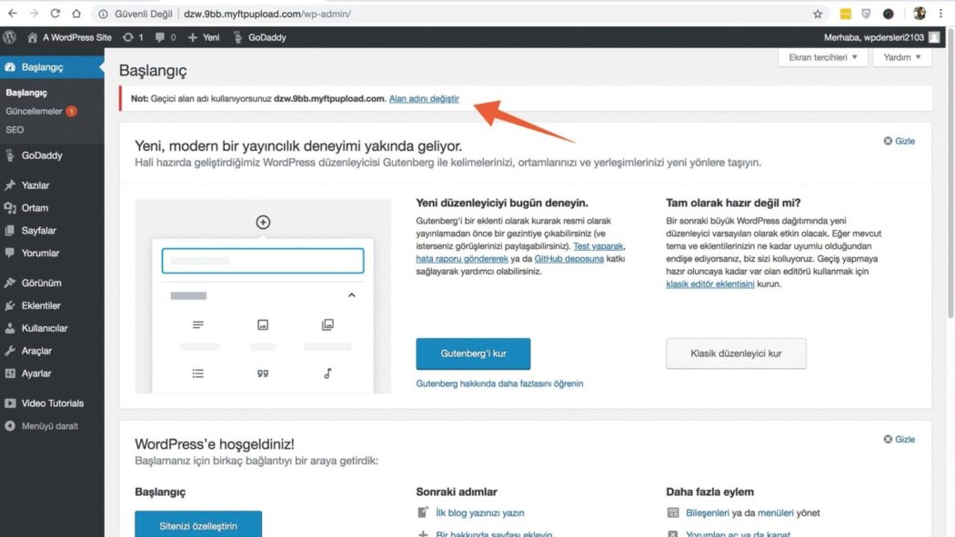 wordpress kurulumu alan adı değiştirme