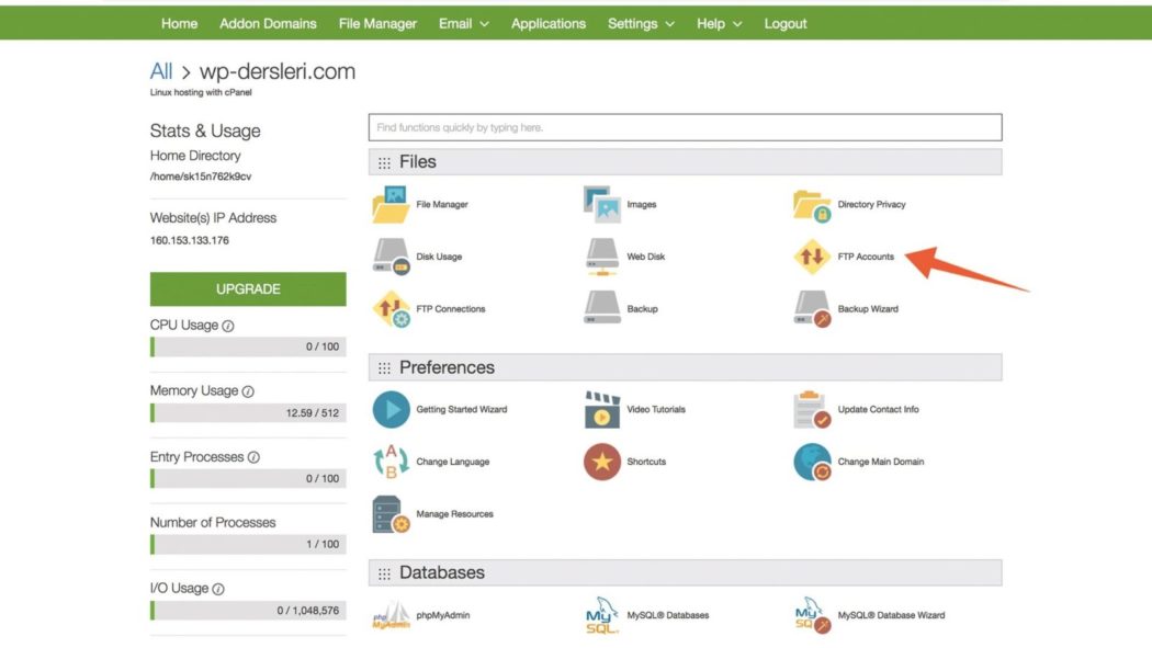 wordpress kurulumu FTP accounts