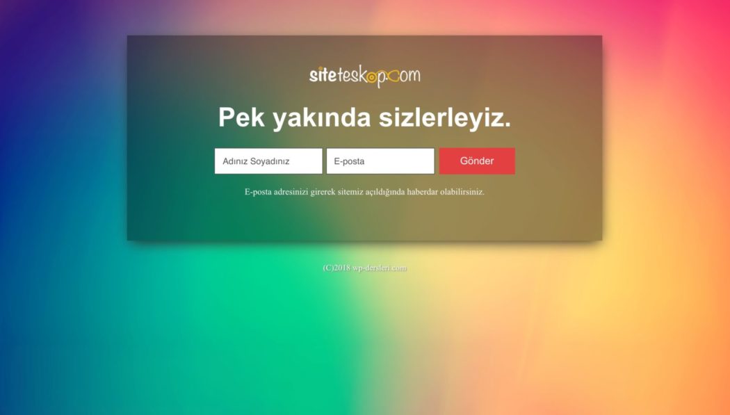 WordPress tema coming soon page hazırlanıyor modu