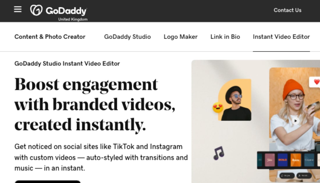 GoDaddy Studio Instant Video Editor