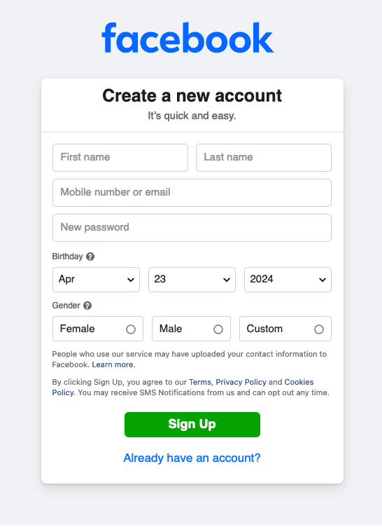 Directorios Web para registrar tu empresa online 17 create facebook business page signup screen min
