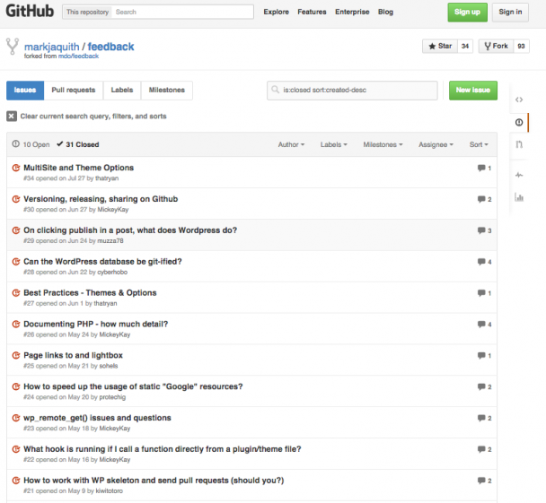 GitHub Page - Feedback