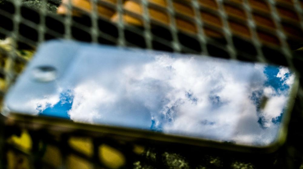 mobile phone with clouds
