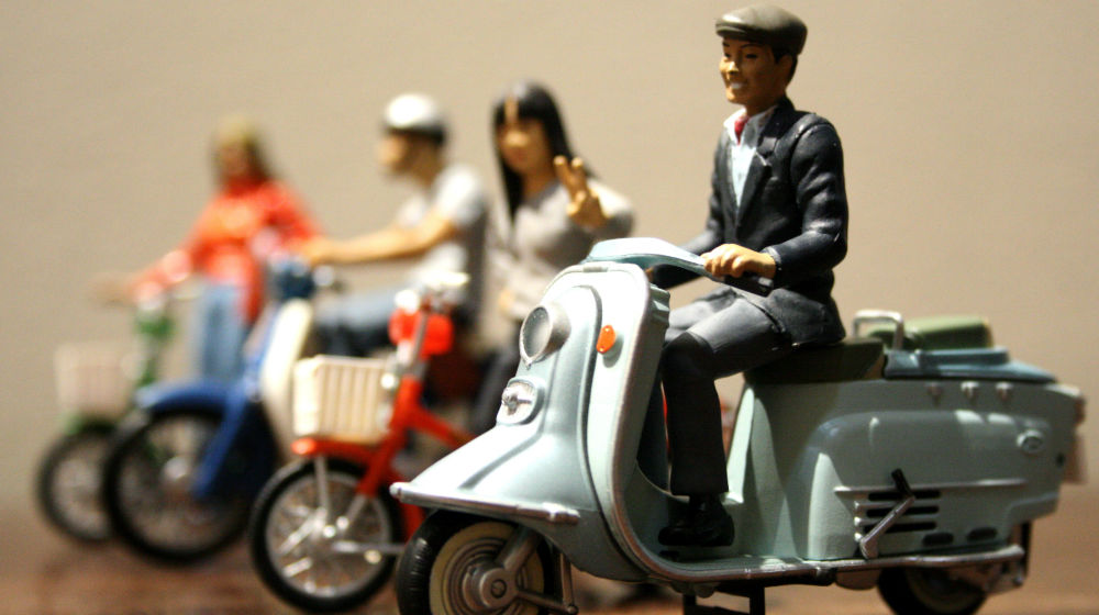 vintage barbie dolls on bikes