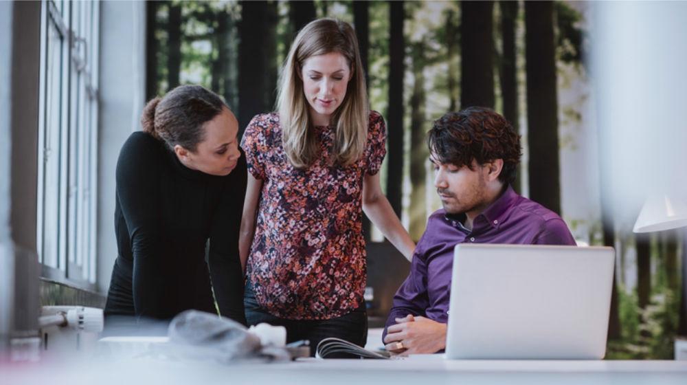 website designers working with a client