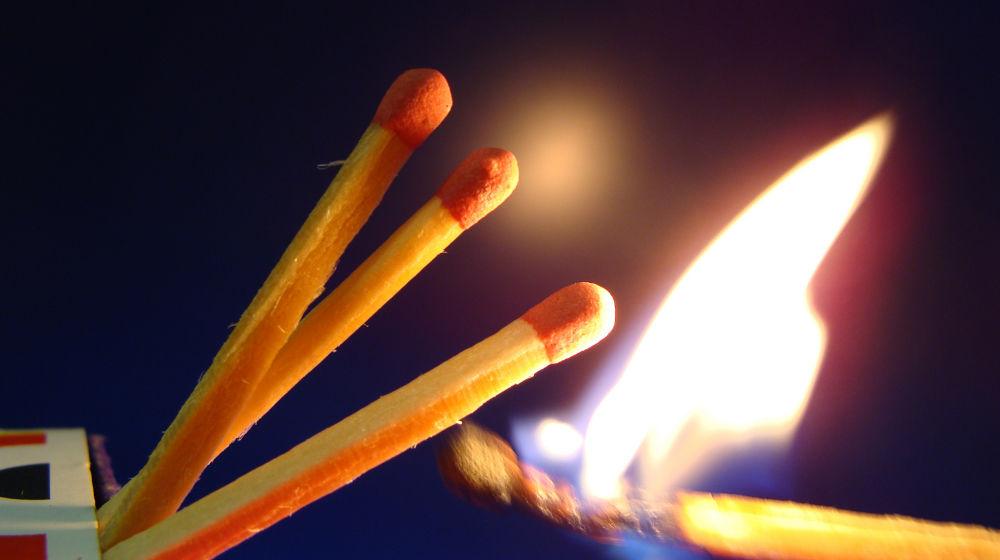 one match lighting three other matches