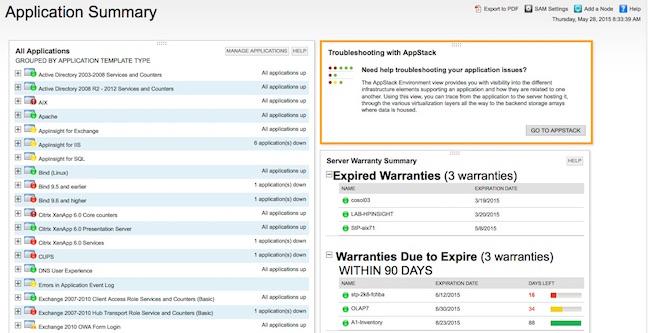 The heart of any network is the apps that run over it; this screen will show how to keep track of these.