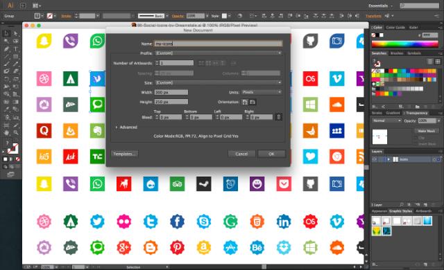 Adobe Illustrator screenshot of adding a new file