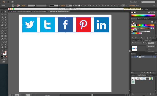 Pasted social media icons on Adobe Illustrator