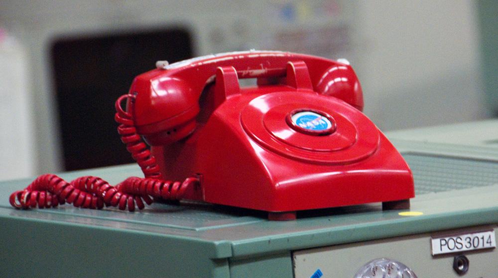 Red rotary phone