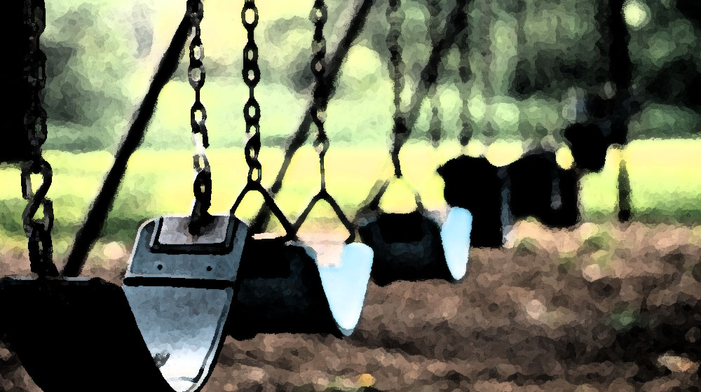 photo of empty swings that's been edited with watercolor filter to represent photoshop alternatives