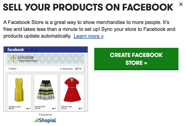 To connect your GoDaddy Online Store with your Facebook page, go to Promote and click the Turn On button under Sell on Facebook. You’ll be prompted to set up a new Facebook store if you don’t have one yet.