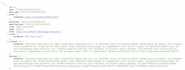 WordPress REST API JSON Objects