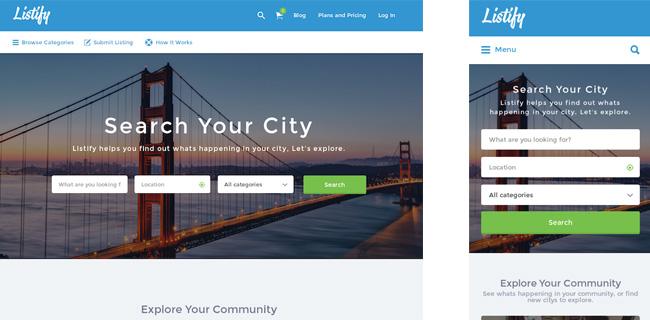 Listify Mobile Theme Desktop Theme