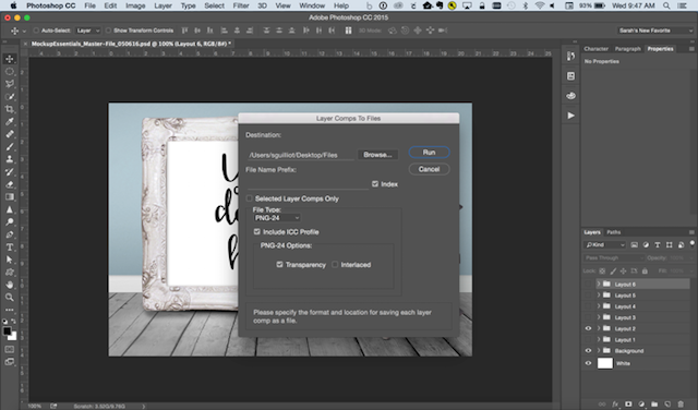 Photoshop Run Layer Comps