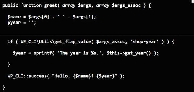 WP-CLI Get Flag Example